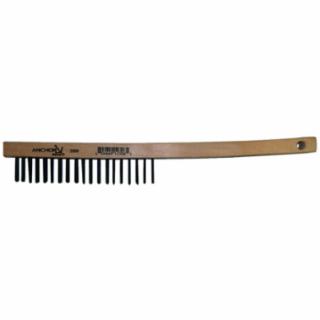 Hand Scratch Brush, 3 X 19 Rows, Carbon Steel Bristles, Curved Wood Handle