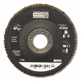 Abrasive High Density Flap Disc, 4-1/2 in dia, 40 Grit, 7/8 in arbor, 12000 RPM, Type 27