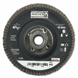 Abrasive Flap Disc, 4-1/2 in dia, 60 Grit, 7/8 in arbor, 12000 RPM, Type 27