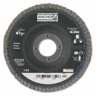 Abrasive Flap Disc, 4-1/2 in, 40 Grit, 7/8 in Arbor, 13,000 rpm, Angled (10 Pack)