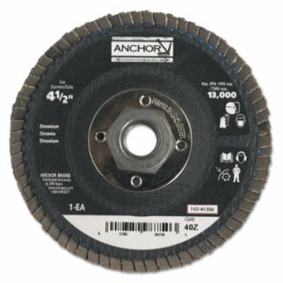 Abrasive Flap Disc, 4-1/2 in, 40 Grit, 5/8 in - 11 Arbor, 13,000 rpm, Angled
